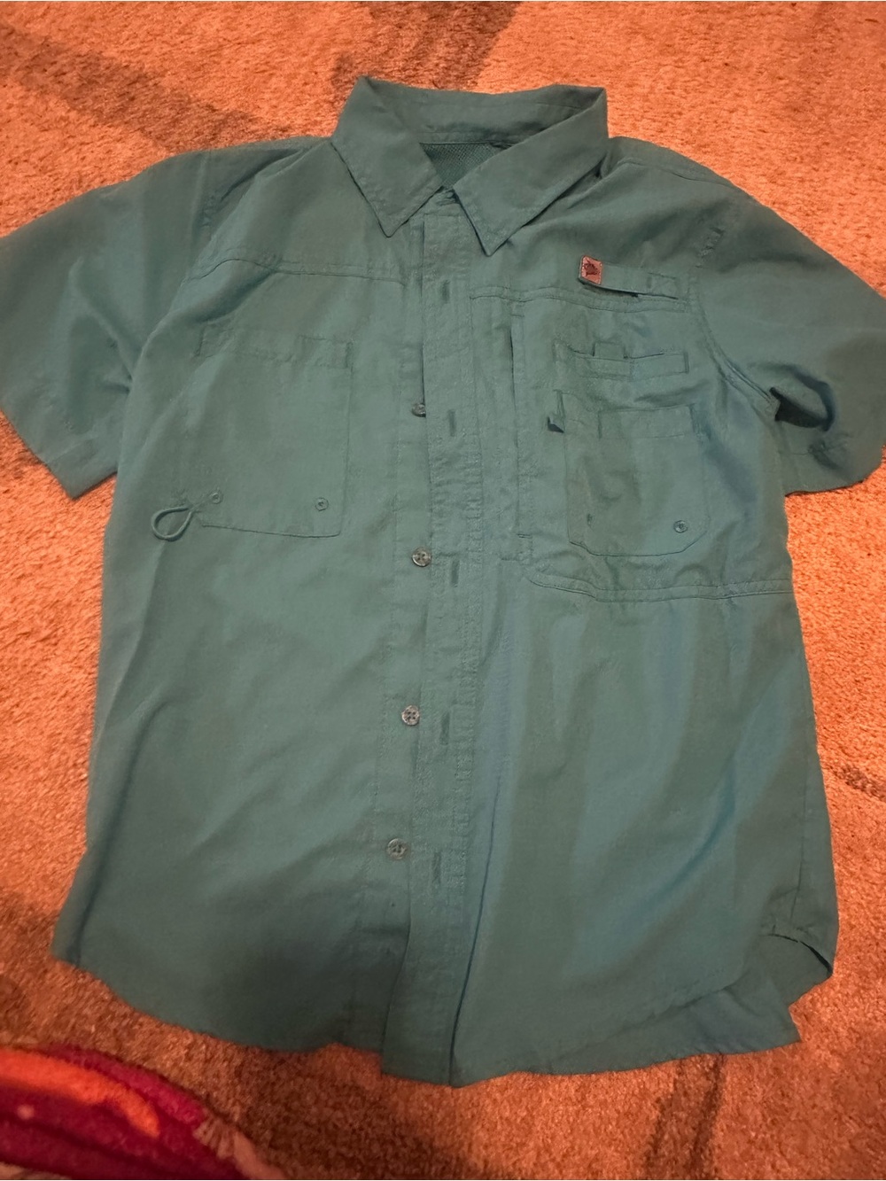 Reel Legends Women’s Short-Sleeve Button-Up Shirt in Bright Blue
